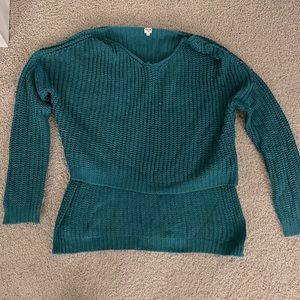 High-low teal sweater
